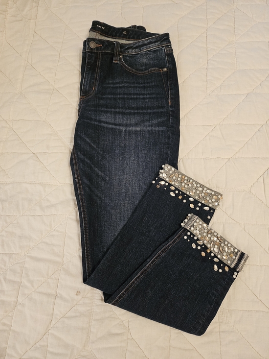 Miss Me Denim - Miss Me -Ankle Skinny Jeans w/ Rhinestones & Beads Accents- Size 31
